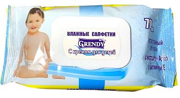 Салфетки влажные Grendy Детские (уп70шт) с клапаном /20